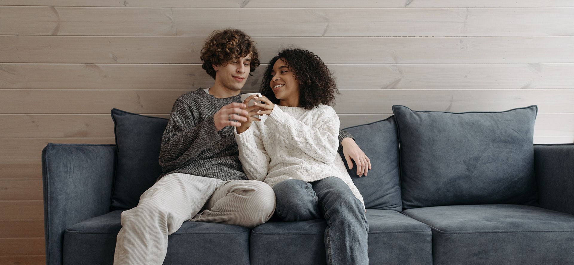 Brazilian couple on a date at home.