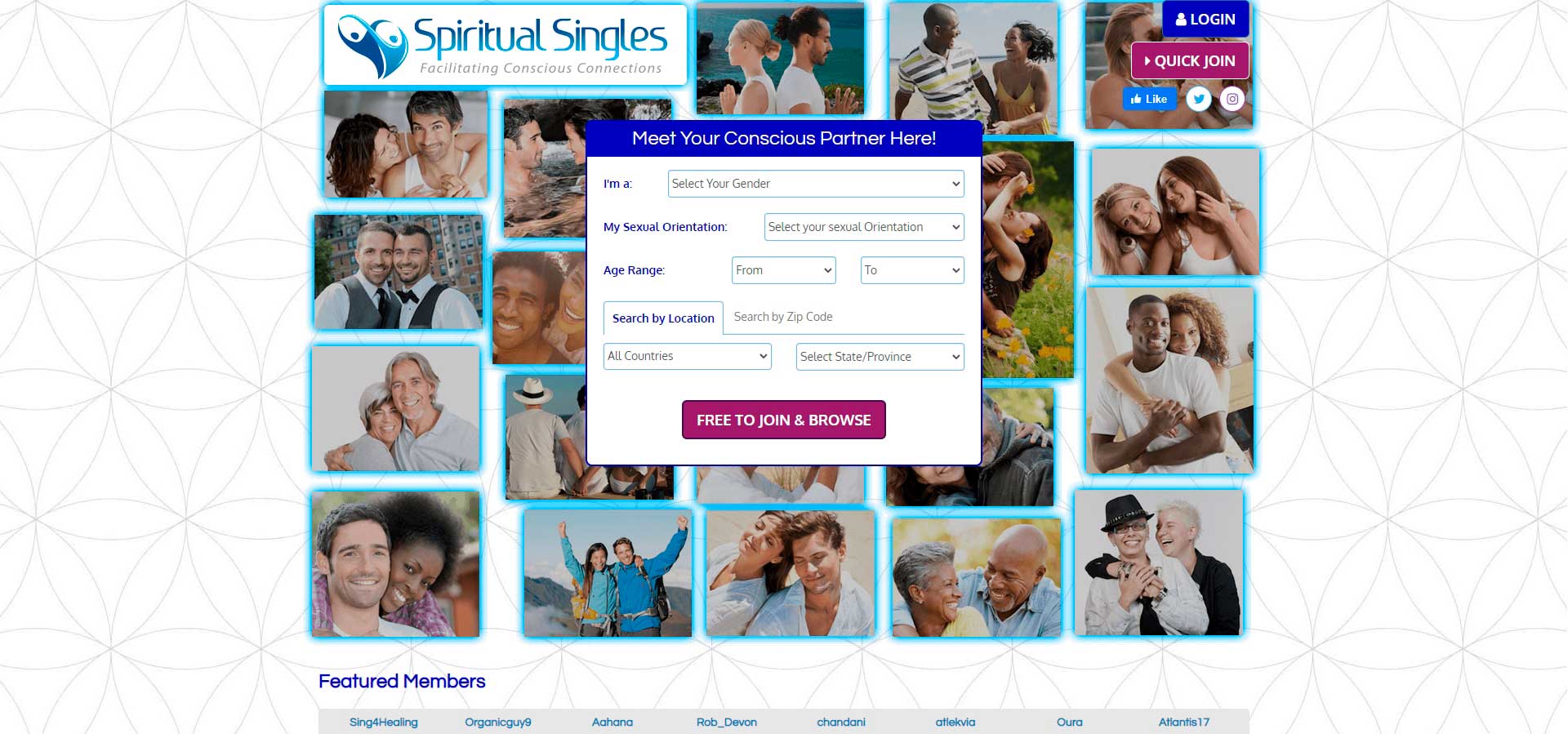 SpiritualSingles Site Screenshot.