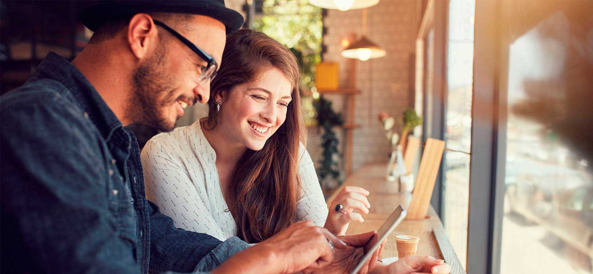 Man and Woman Sharing a Laugh.