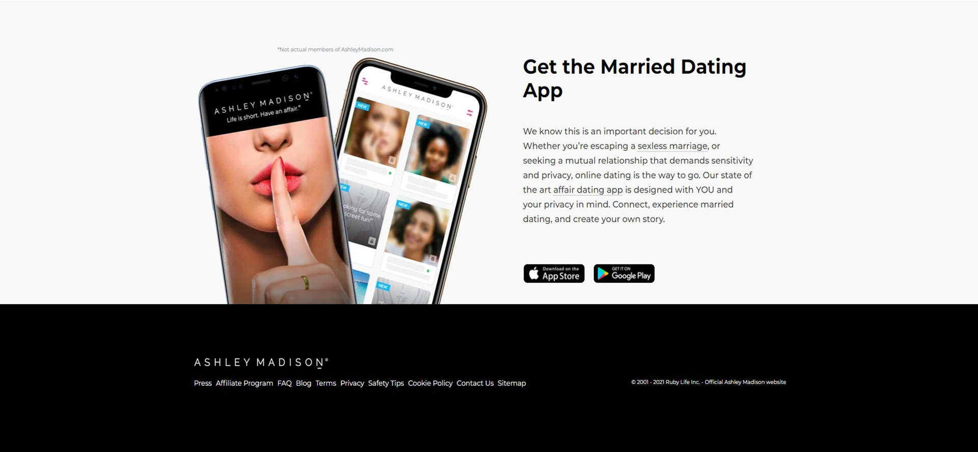 Ashley Madison Mobile App.