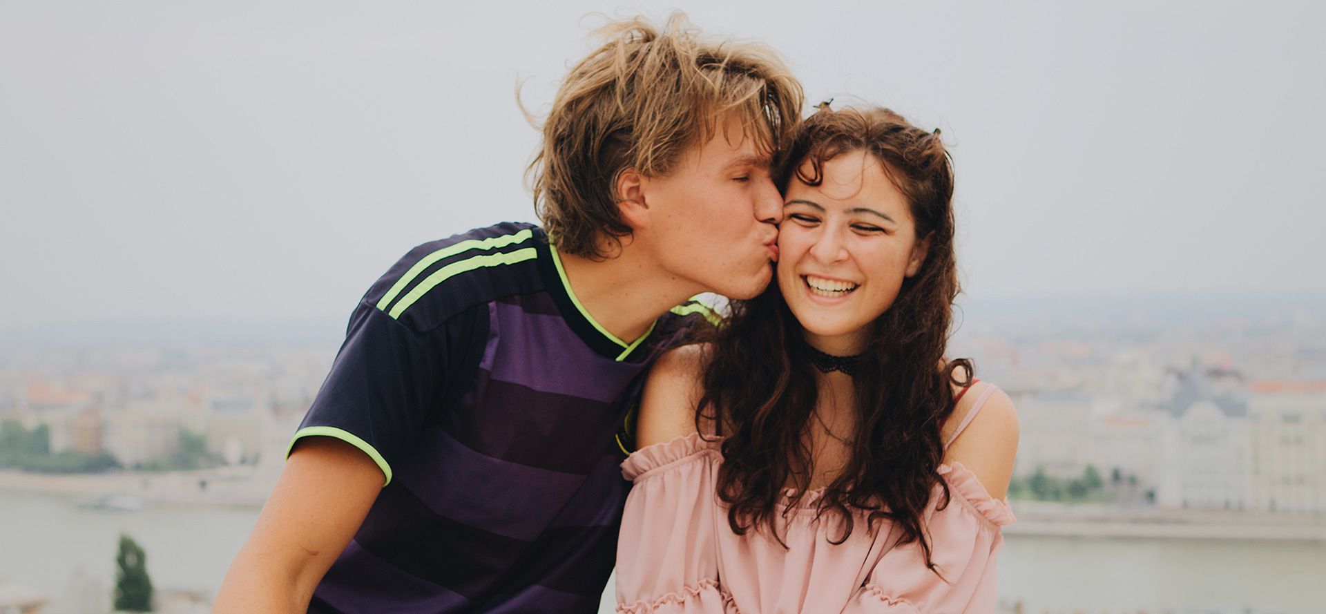 Couple on a date on the roof.