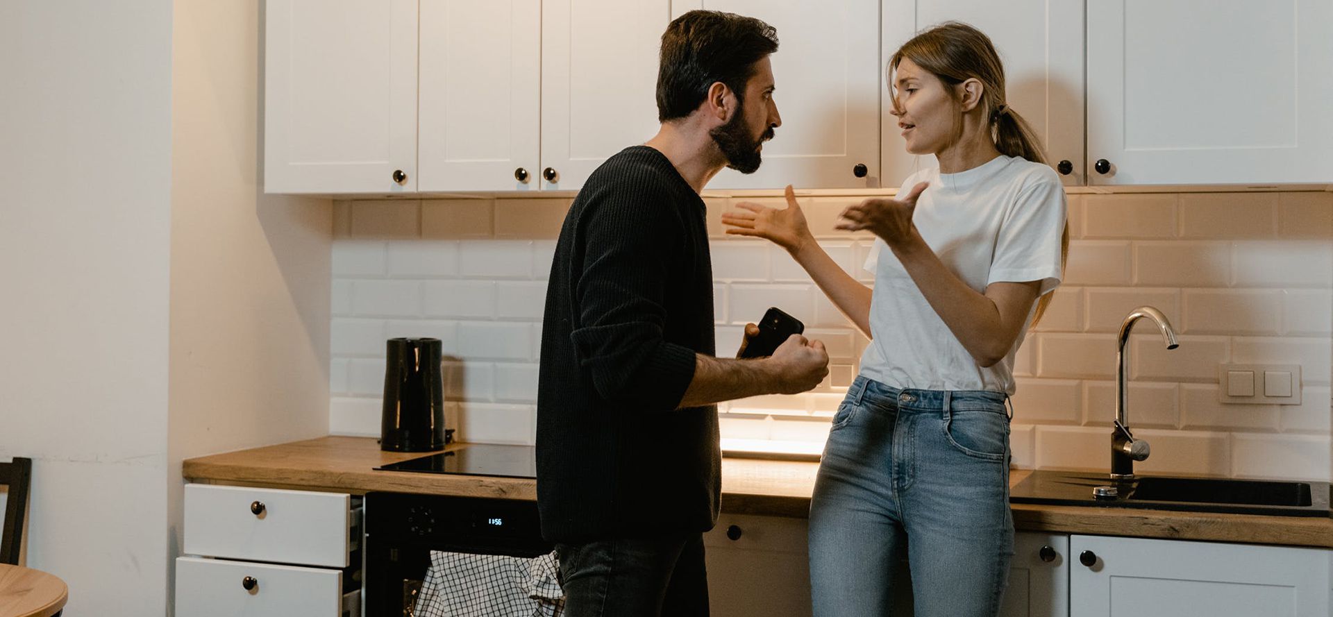 A couple quarrels in the kitchen.