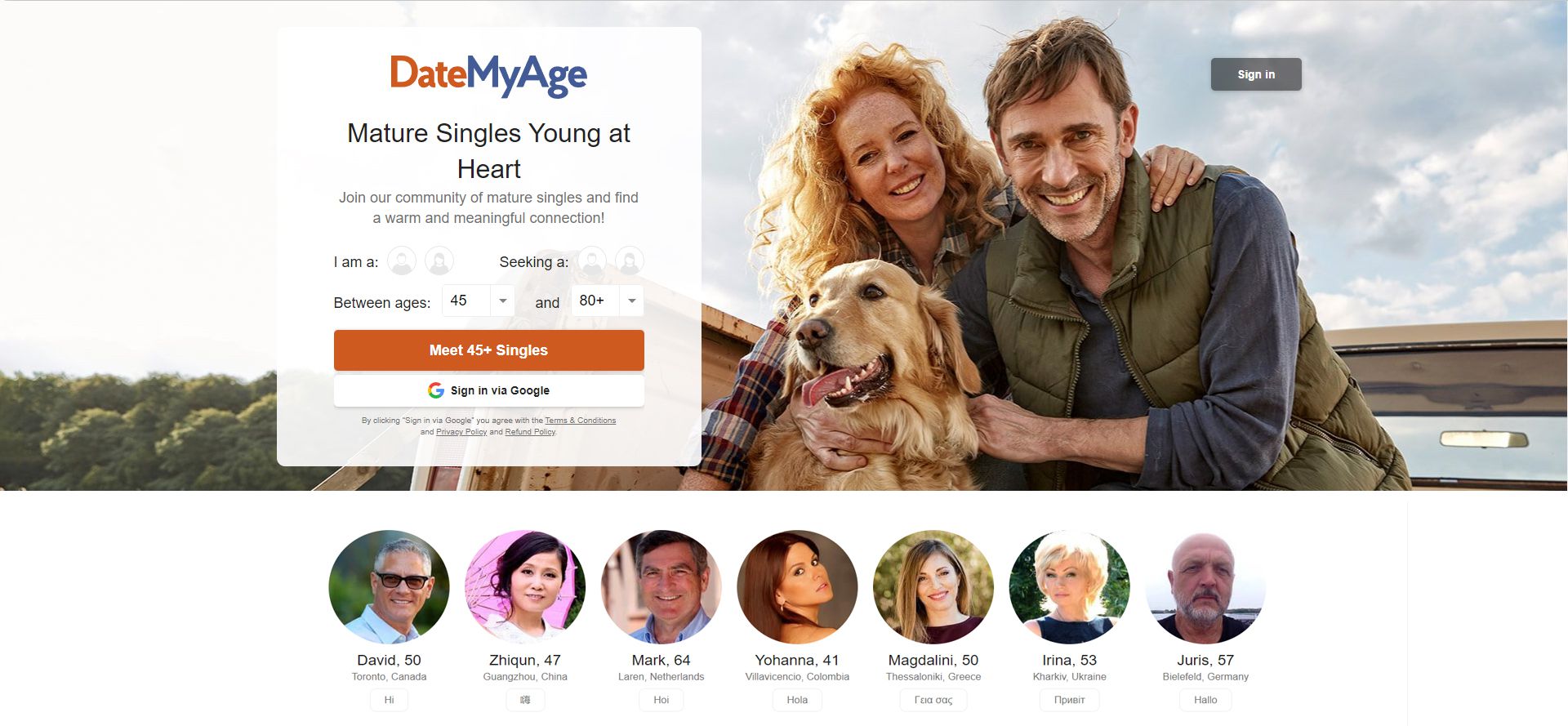 DateMyAge site.