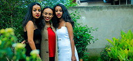 Ethiopian girls in the garden.