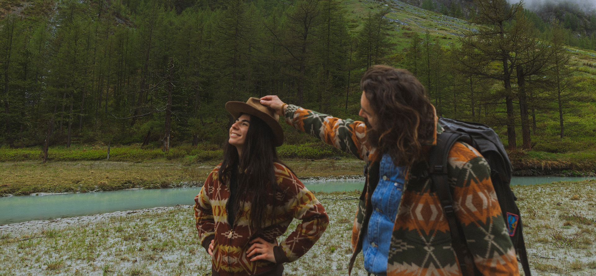 An Irish couple on a date in the background of nature.