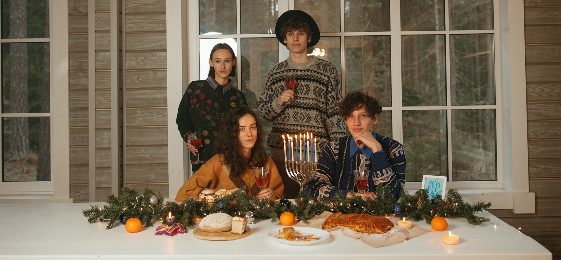 Jewish community celebrating hanukkah.