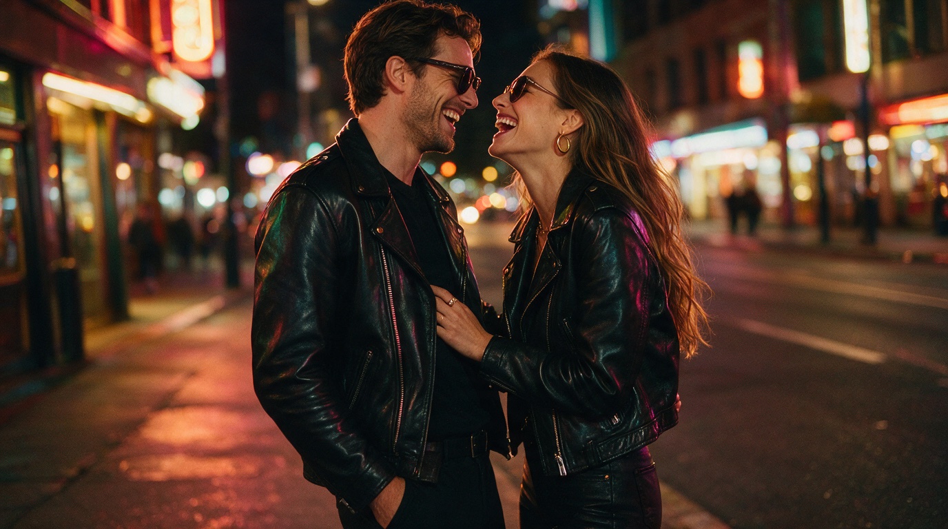 Kink dating couple on a night out.