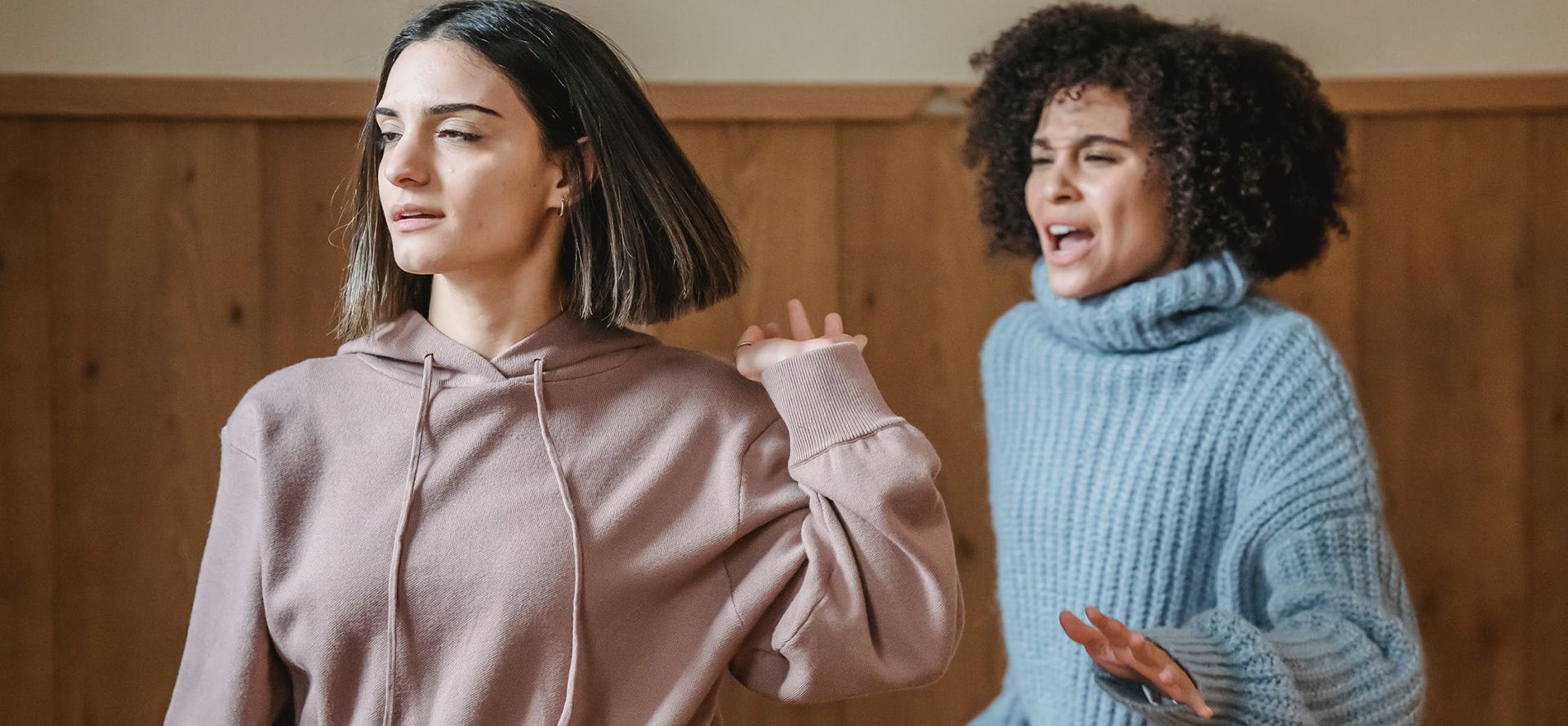 A mother screams at her daughter.