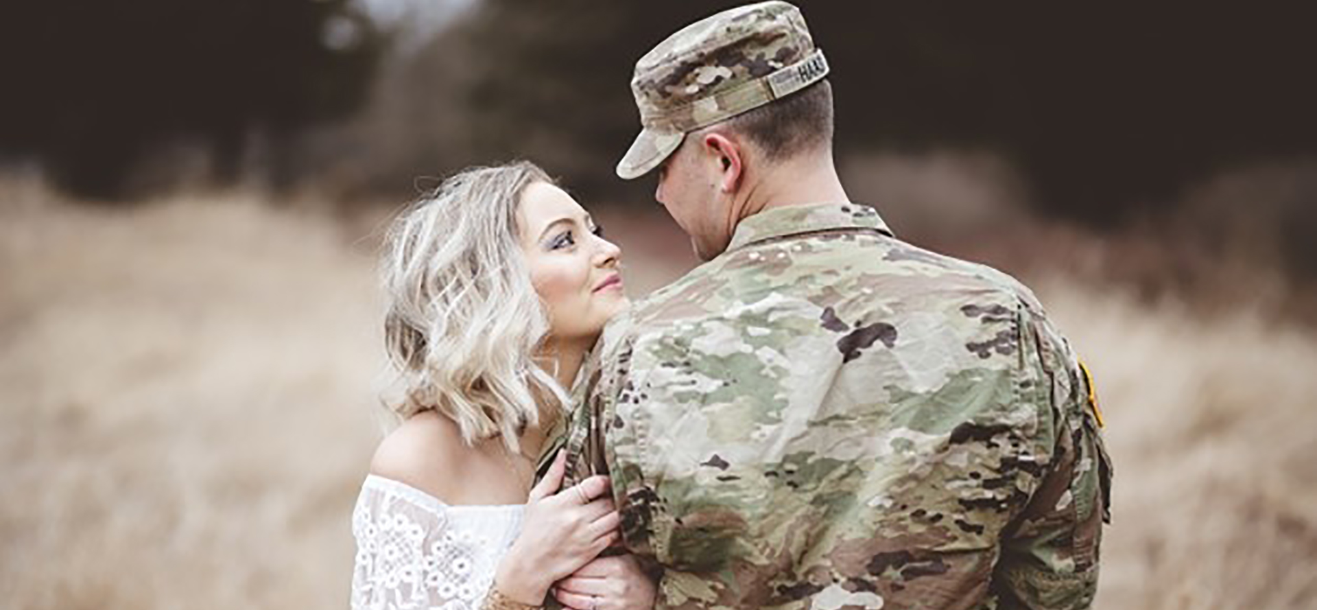 A military man on a date with a girl.