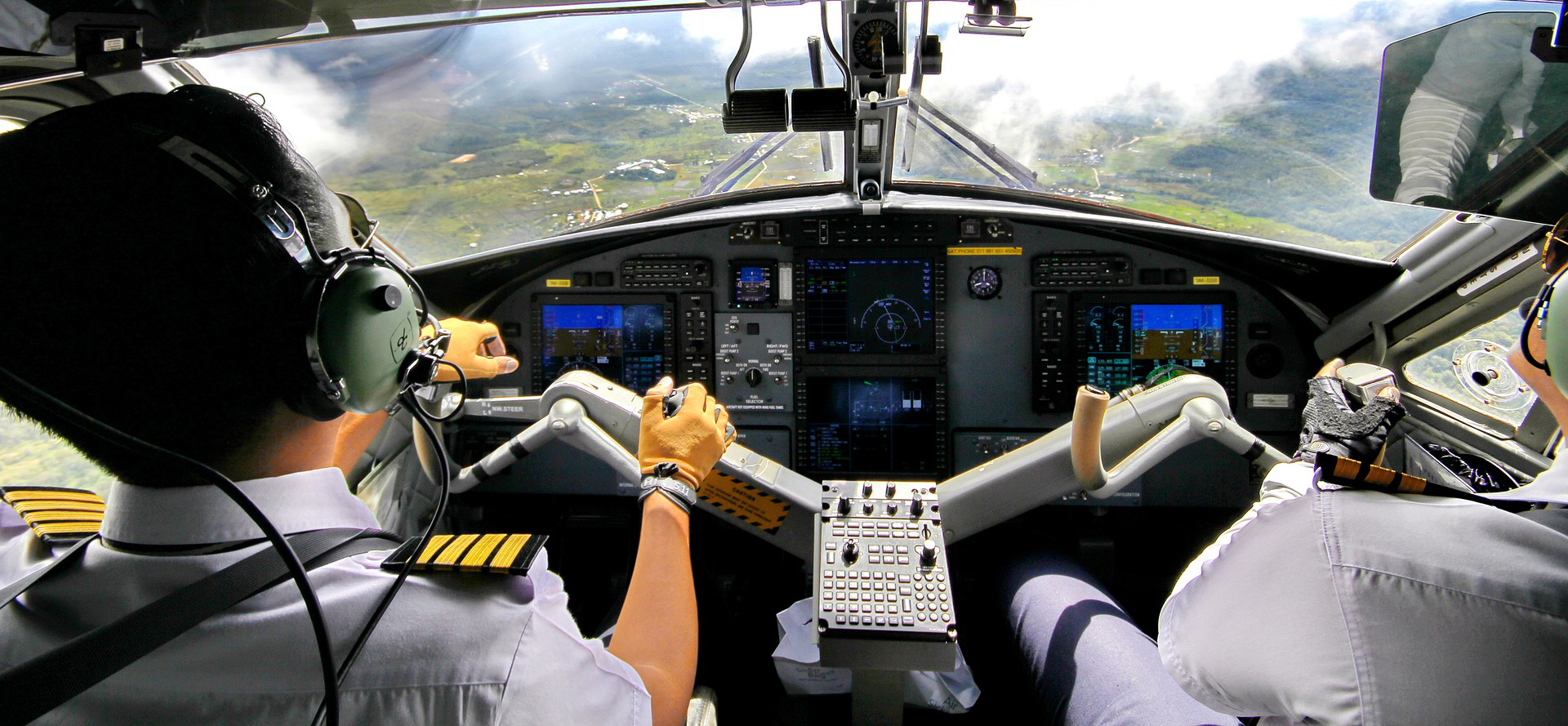 Two pilots fly the plane.