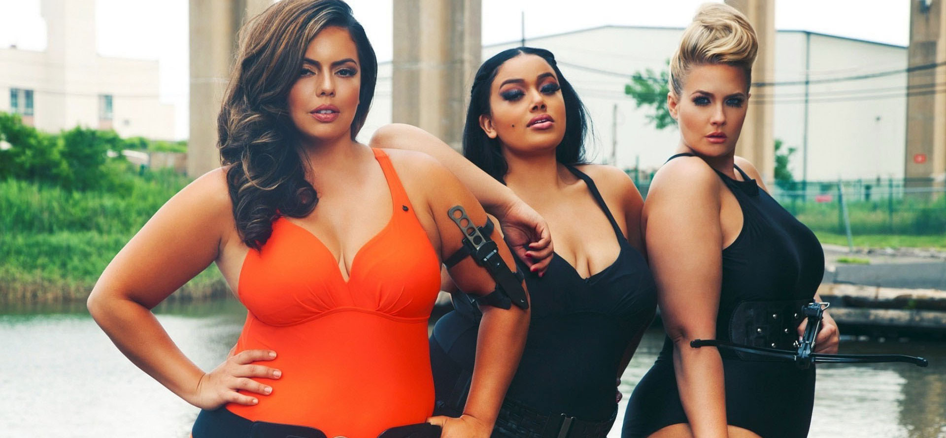 Plus-size models posing.