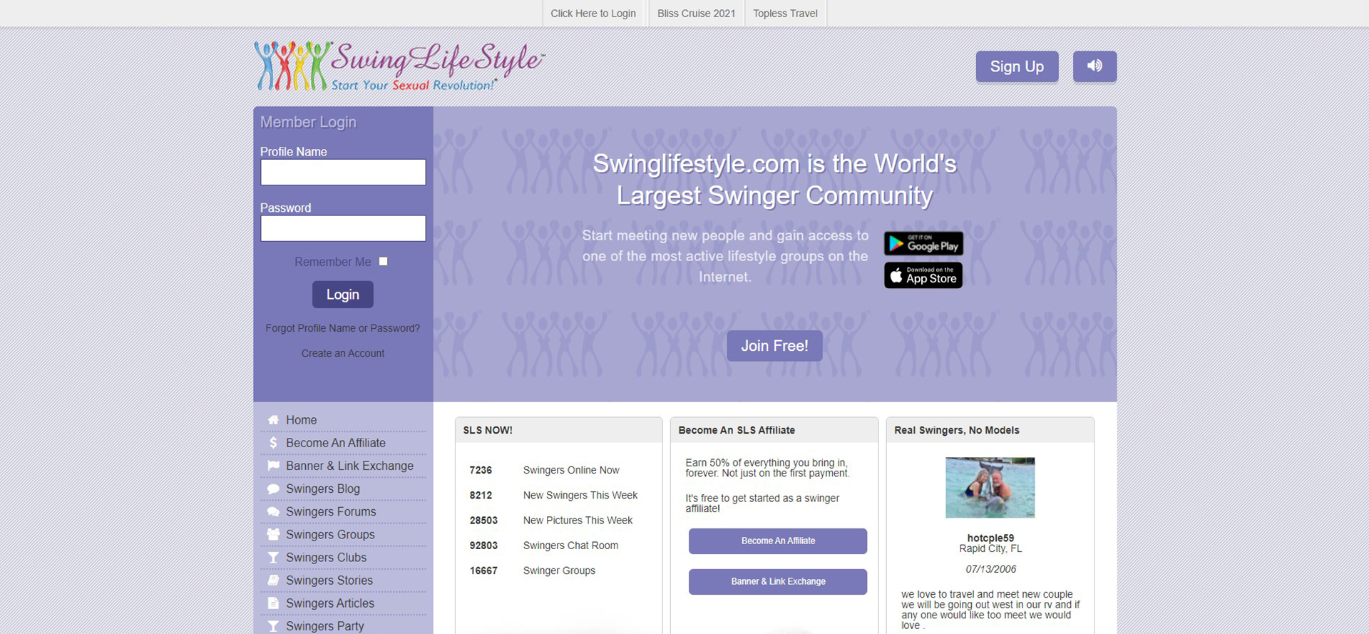 SwingLifestyle Site Screenshot.