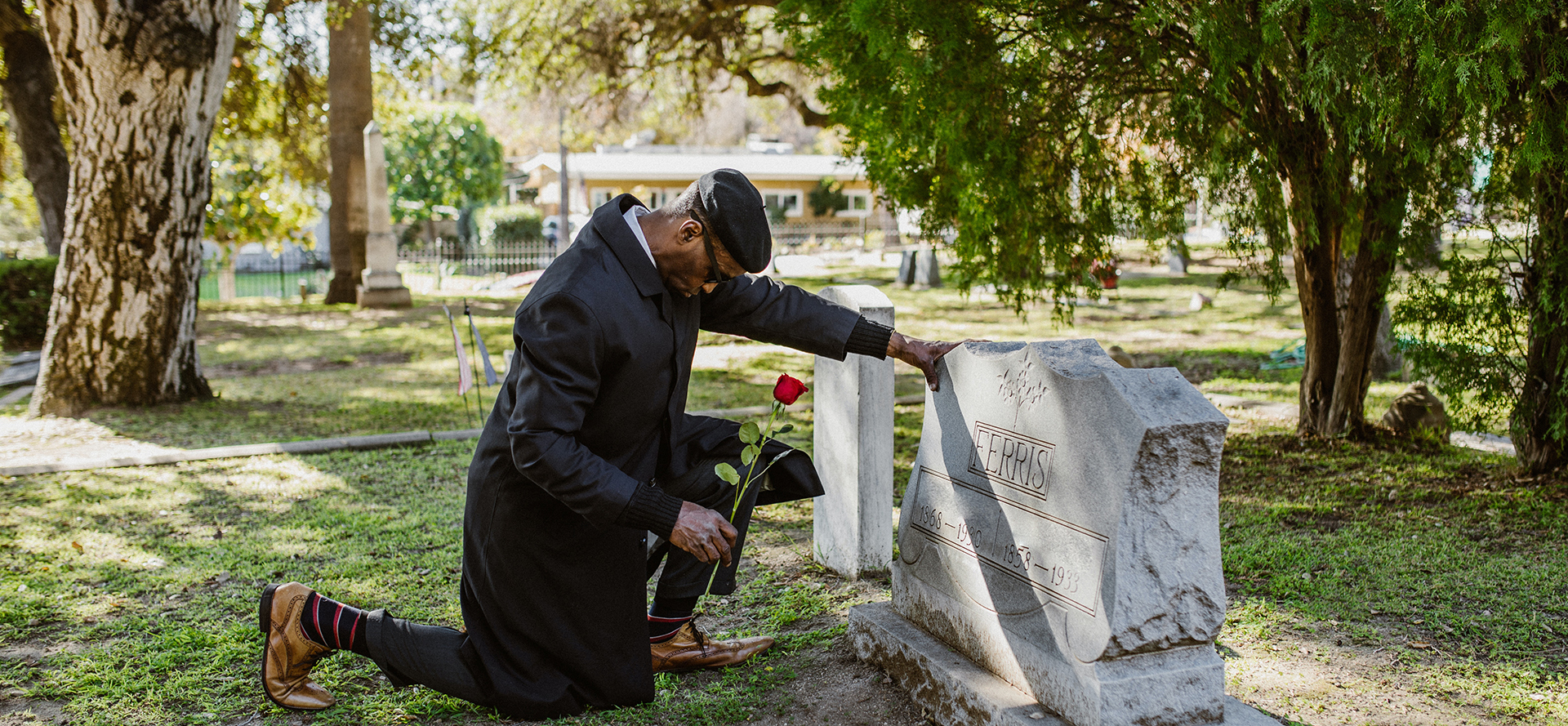 The widower came to the cemetery to honor the memory of his deceased wife.