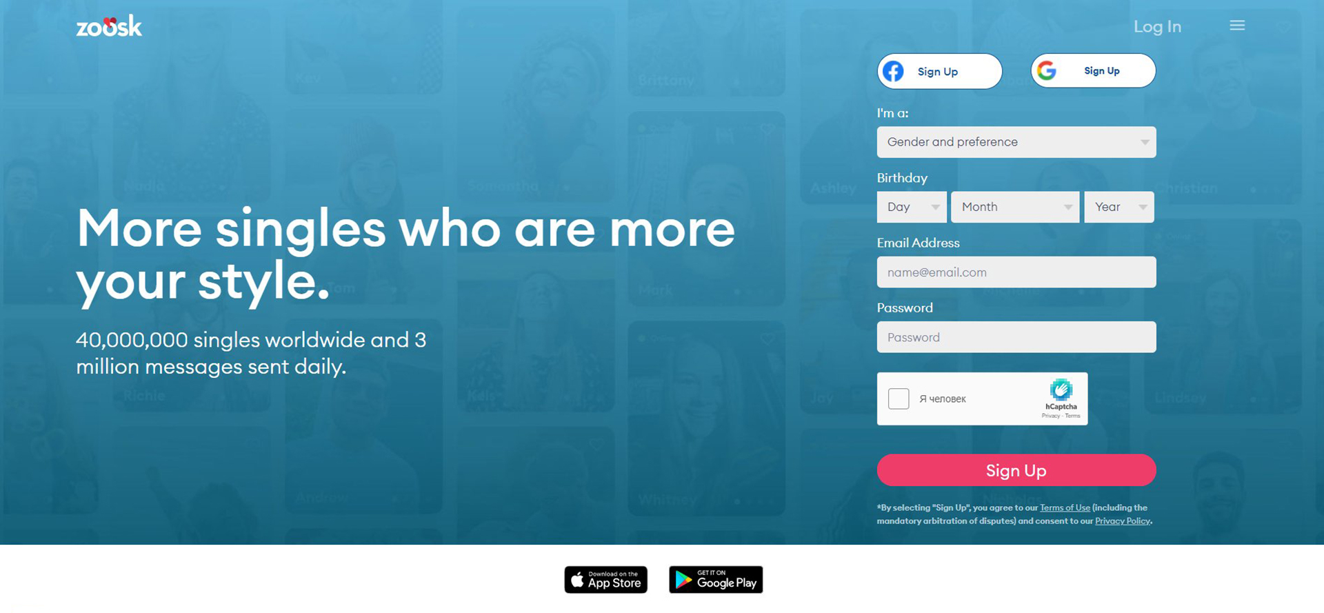 Zoosk Site Screenshot.